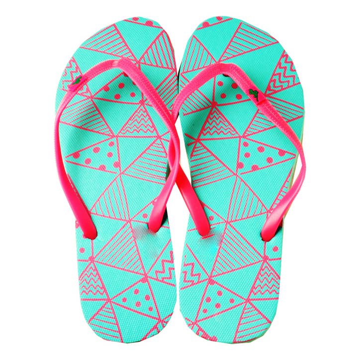 Dames slippers met print · Turquoise · Maat 36, 38, 39, 41 voor wholesale door BRANDELIA