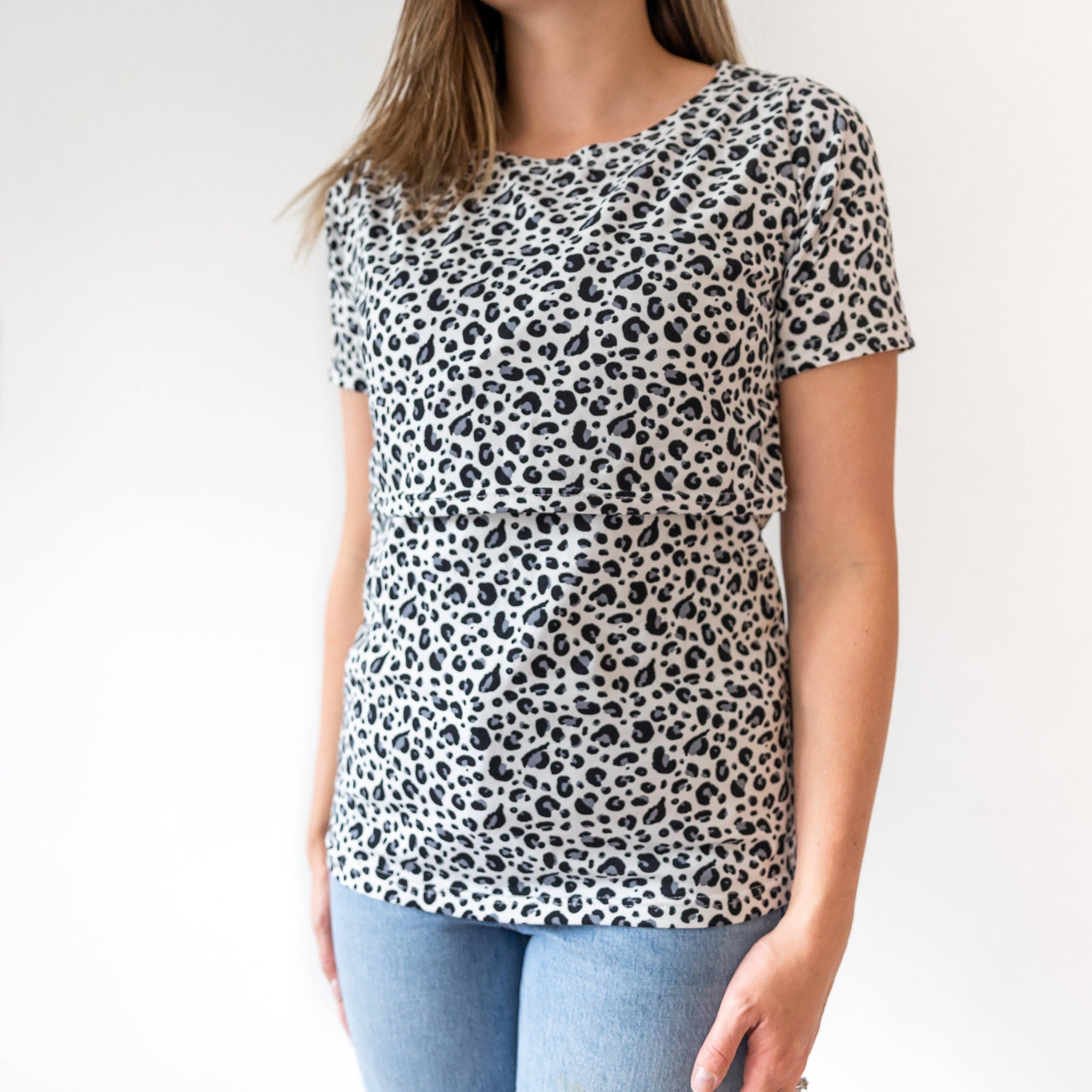 Fred & Noah – wholesale Nursing top – Maternity – Monochrome Leopard print Breastfeeding Top4