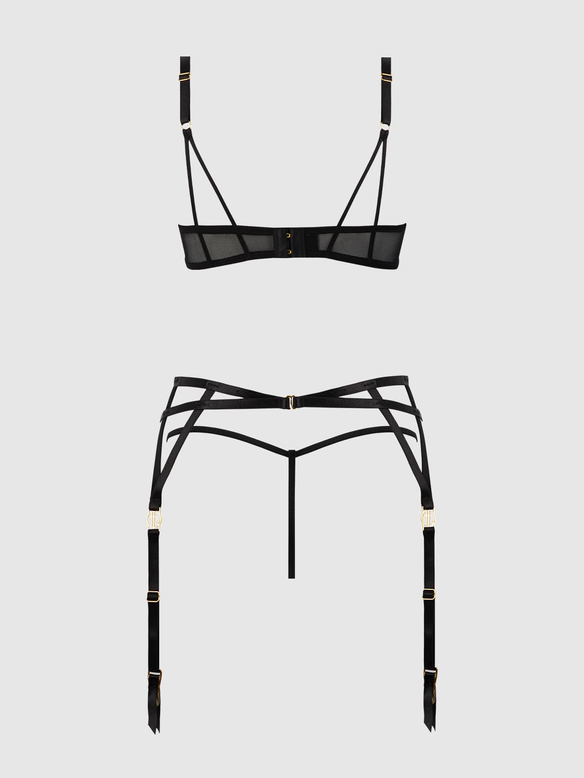 Nero ASHLEY ALEXISS, SET CON REGGISENO APERTO IN PIZZO, PERIZOMA E GIARRETTIERA in vendita all'ingrosso su Faire7