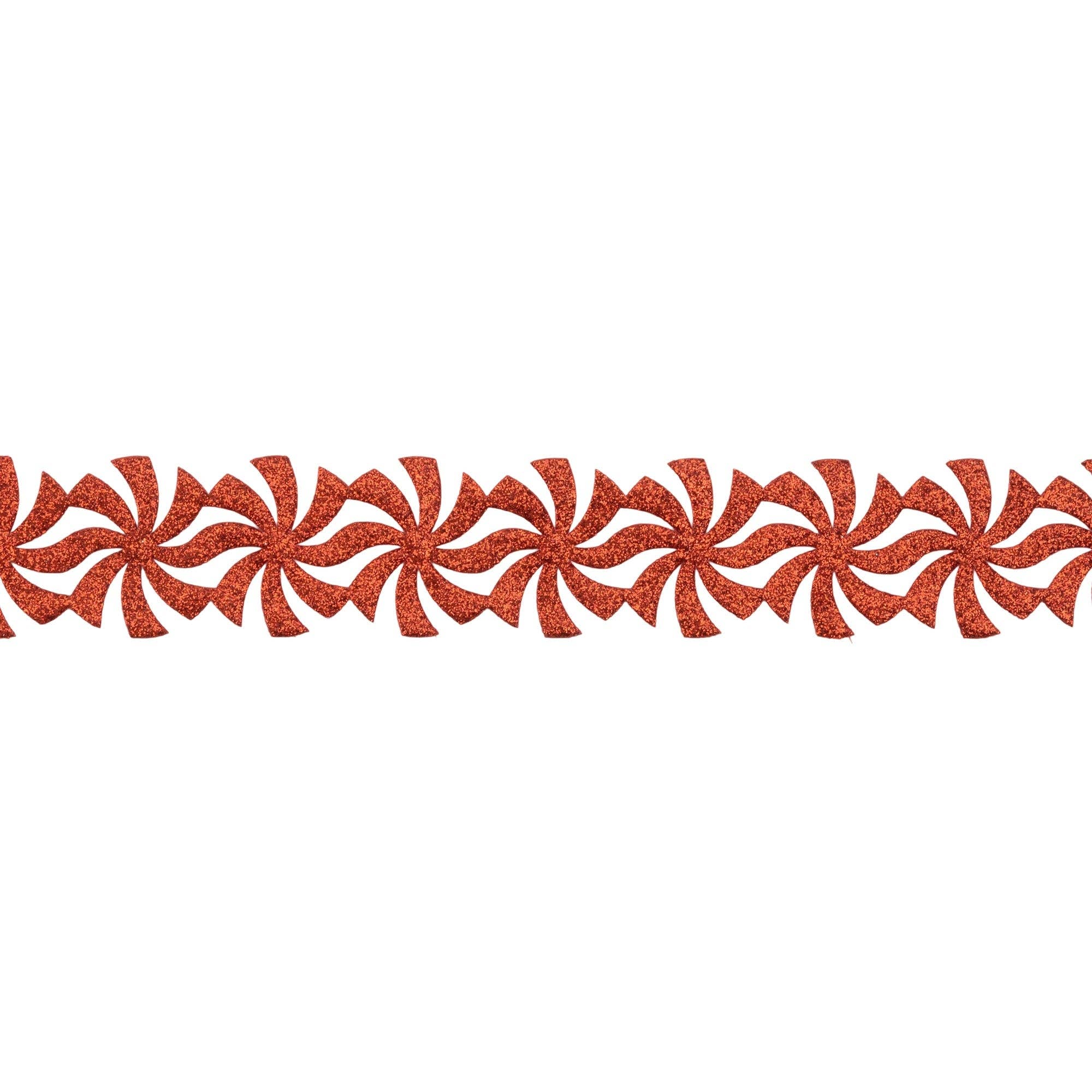 LA Ribbons Wholesale - Wholesale Ribbon - Gift Wrapping - 1 1/2" Ultrasonic Trim | Peppermint Red Glitter | 10 Yard Roll4