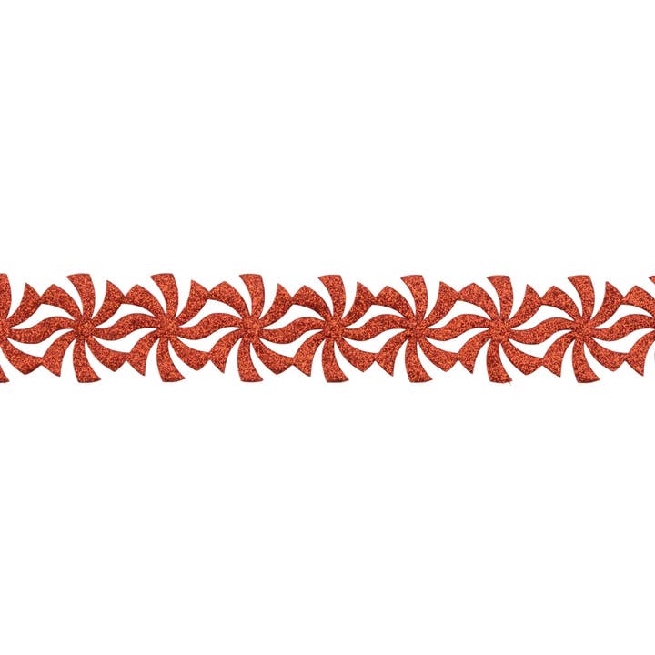 LA Ribbons Wholesale - Wholesale Ribbon - Gift Wrapping - 1 1/2" Ultrasonic Trim | Peppermint Red Glitter | 10 Yard Roll
4