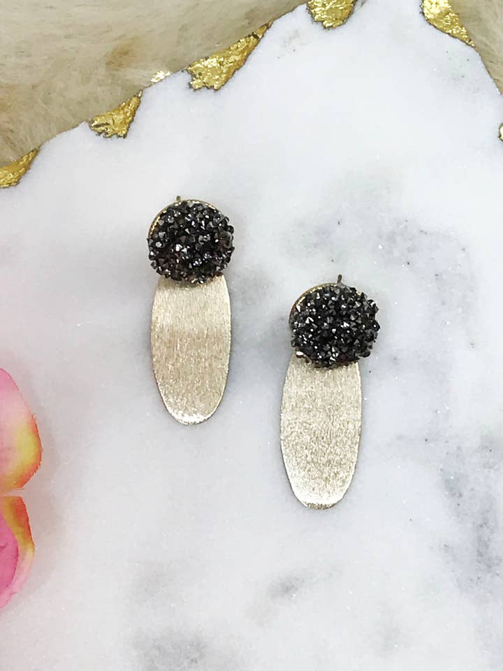 Druzy Stud & vedhæng øreringe - E19-4437 for engroshandel hos Magnolia & Peach Jewelry Boutique, LLC