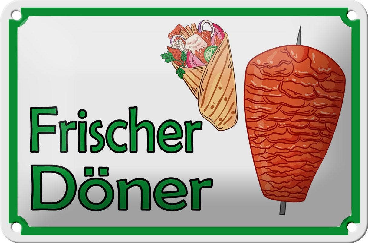 Femer - Vente Pancarte - Panneau en étain avec note, 18 x 12 cm, Fresh Doner, décoration de restaurant0