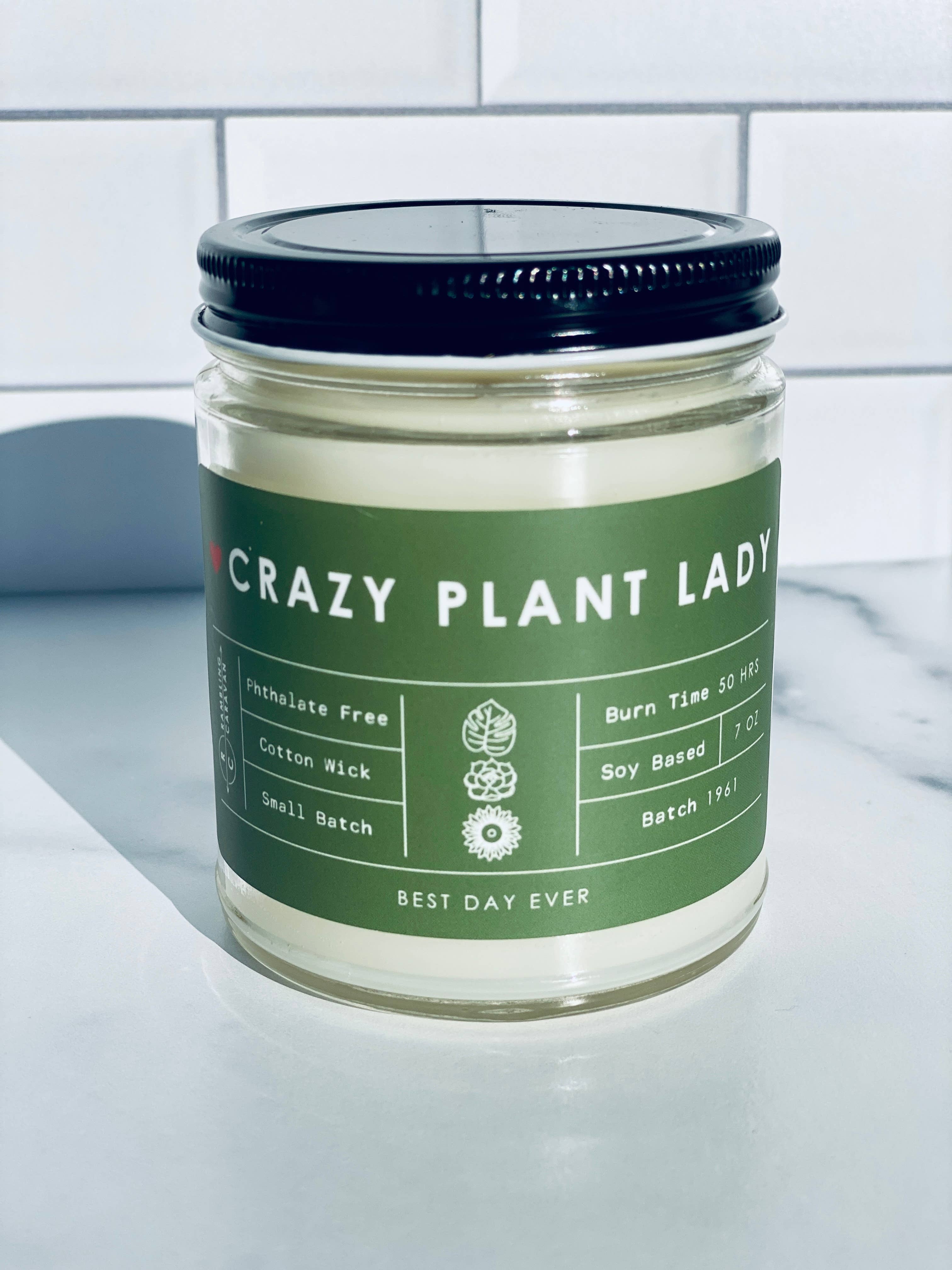 Rambling Caravan - Wholesale Jar/Filled Candle - Crazy Plant Lady Candle1