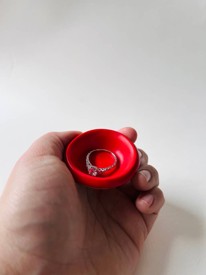 Satin Matte Red Tiny Ring Dish for wholesale by MoonMoon Ceramics