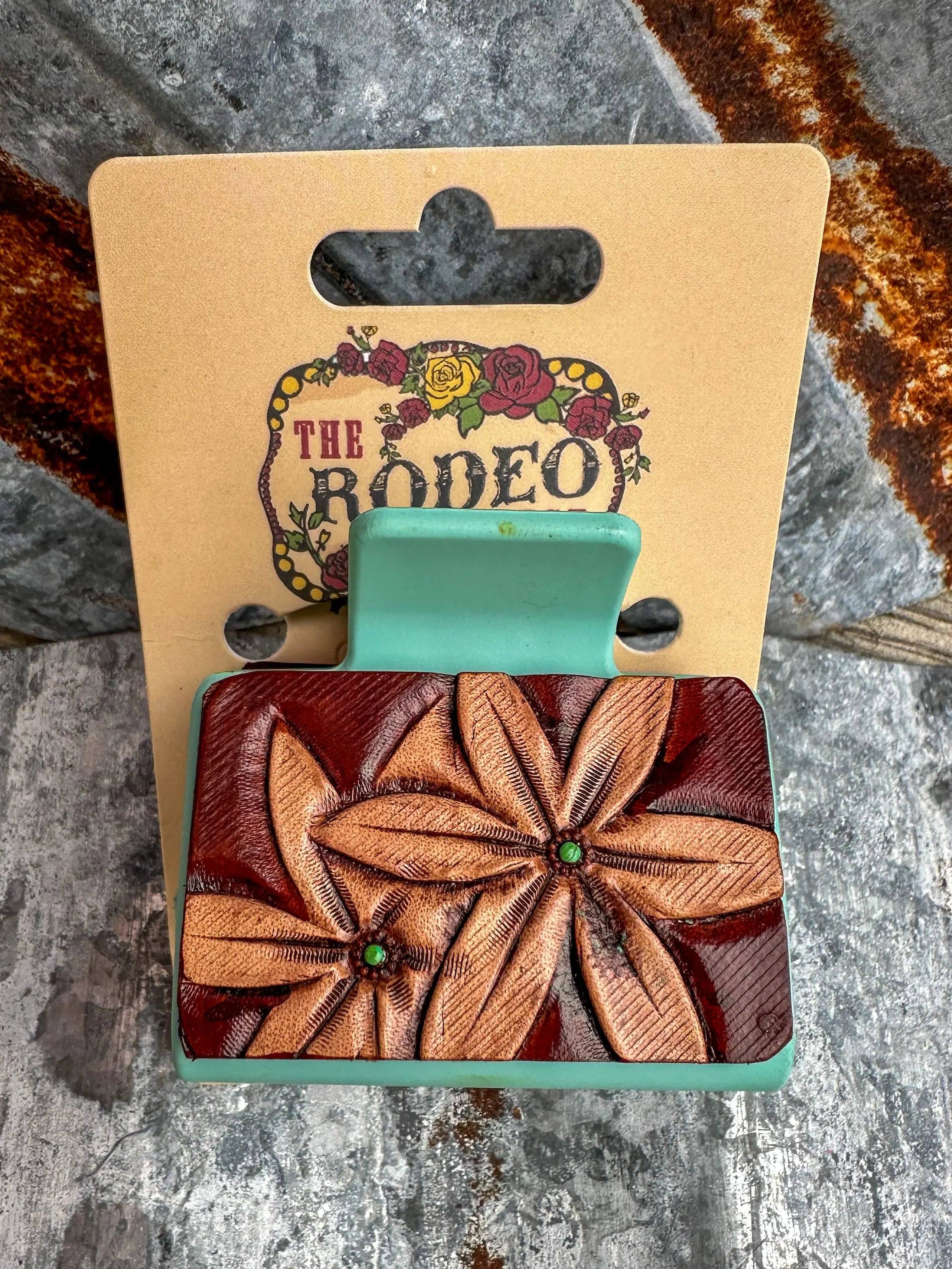 The Rodeo Rose – Clips para cabelo - Mulher por atacado – Presilha de Cabelo em Couro Trabalhado Margarida Cowgirl Rodeo Western Cowboy1