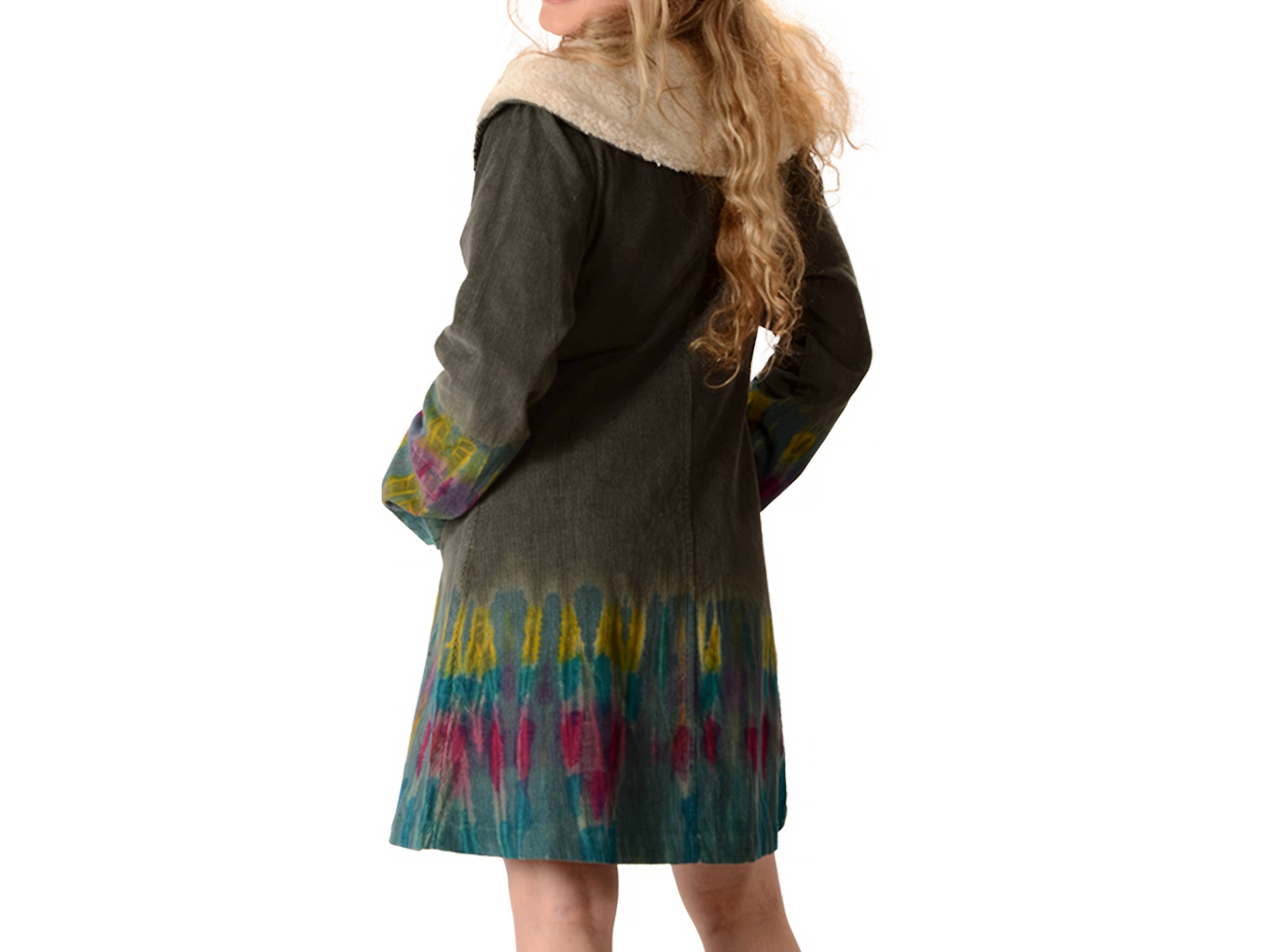 Gypsy Rose – wholesale Jacket – Women's – Tye Dye Corduroy Jacket with Sherpa Fleece Trim1