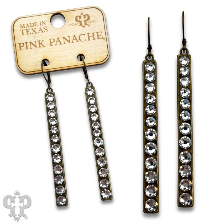 Pink Panache Brands - Wholesale Dangle Earrings - Sleek bar earring with Austrian crystals10