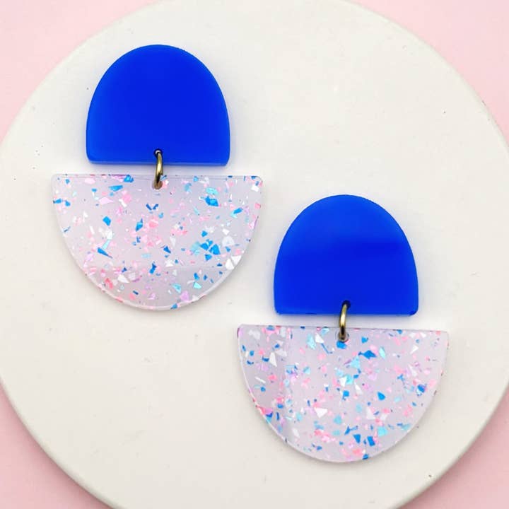 Studio Annette – Brincos de argola por atacado – Brincos Odette - Azul / Neon Terrazzo0