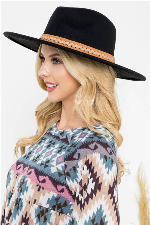 MYS Wholesale Inc - Wholesale Fedora - Women's - Felt Fashion Brim Hat With Leather Braided1