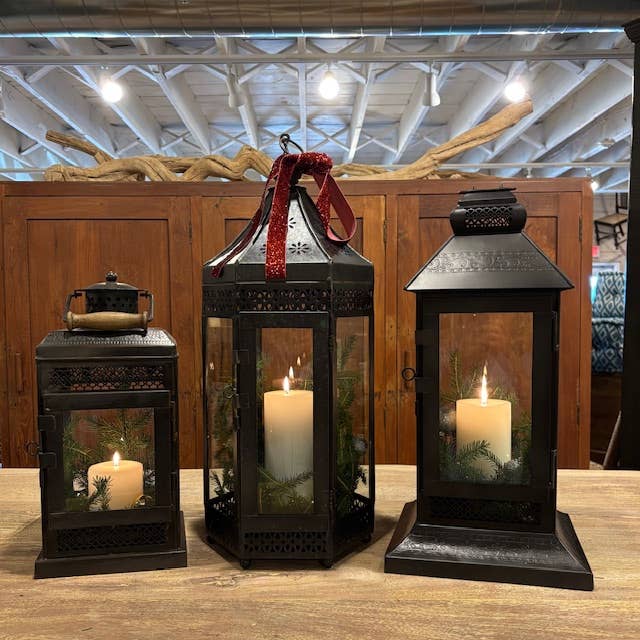 Asia West - Wholesale Lantern - Lantern-Glass & Iron-(16", 20" & 24" high)2