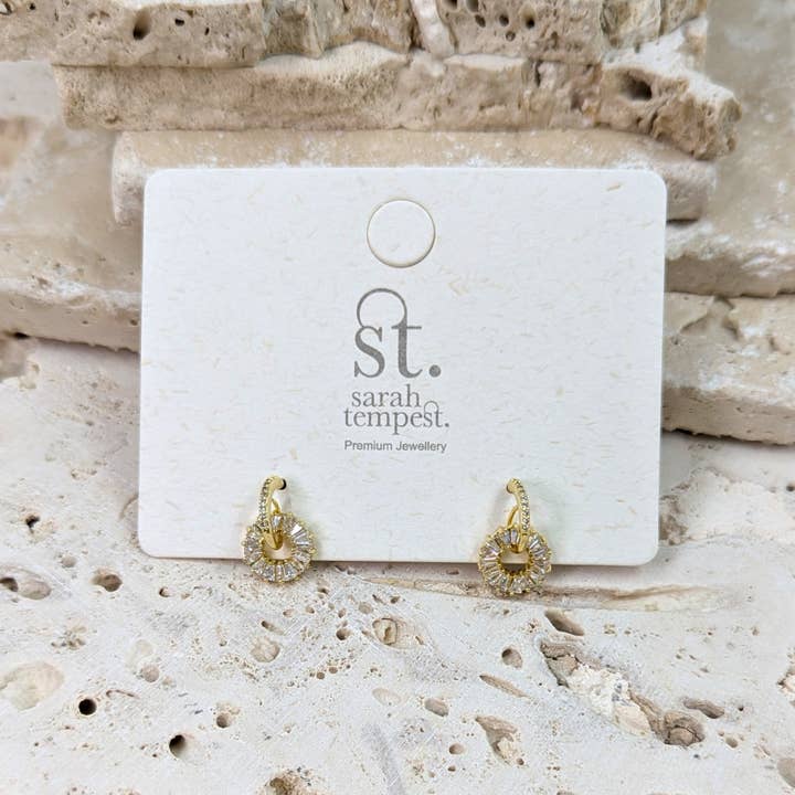 Little open circle baguette CZ component earrings for wholesale by Tempest Designs