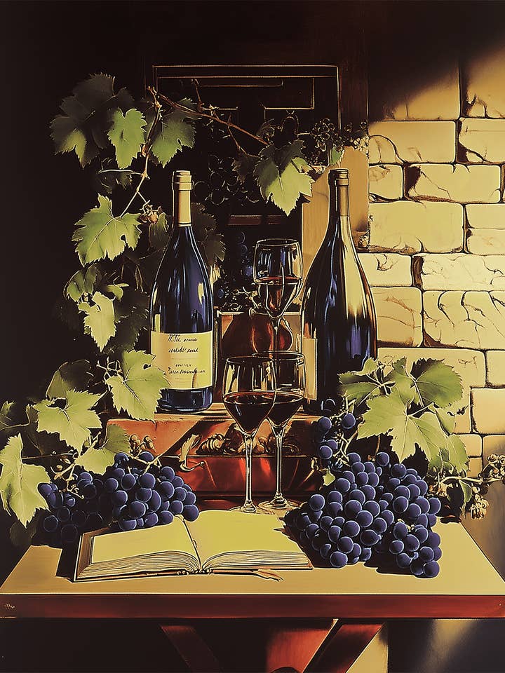 Classical Wine Still Life - Wine Wall Art Prints – 8″x10″ Artwork for 11″x14″ Frame for wholesale by Mowbi