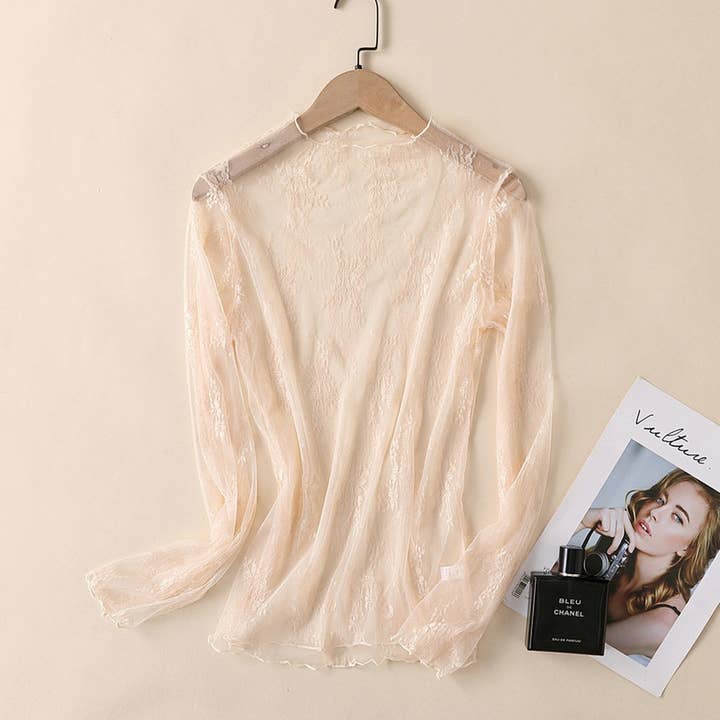 ACCITY - Wholesale Blouse - Women's - Sexy Mesh Blouse - Long Sleeve Lace Top for Women_CWTBLL3619