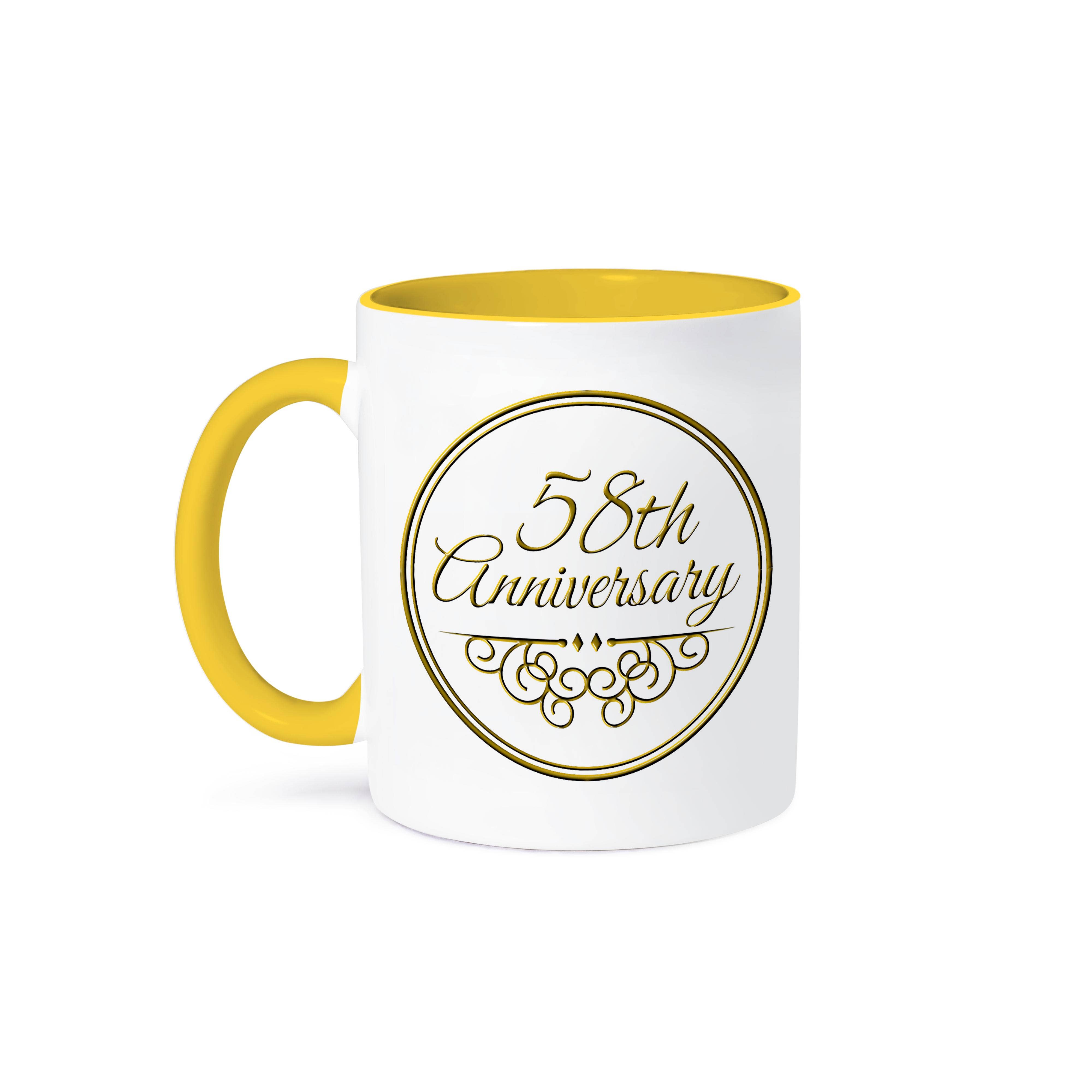 3dRose - Wholesale Coffee Mug - 3dRose, Gift For 58th Anniversary - Gold Text For Celebrating Wedding Anniversaries - 58 Years Married Together, Mug0