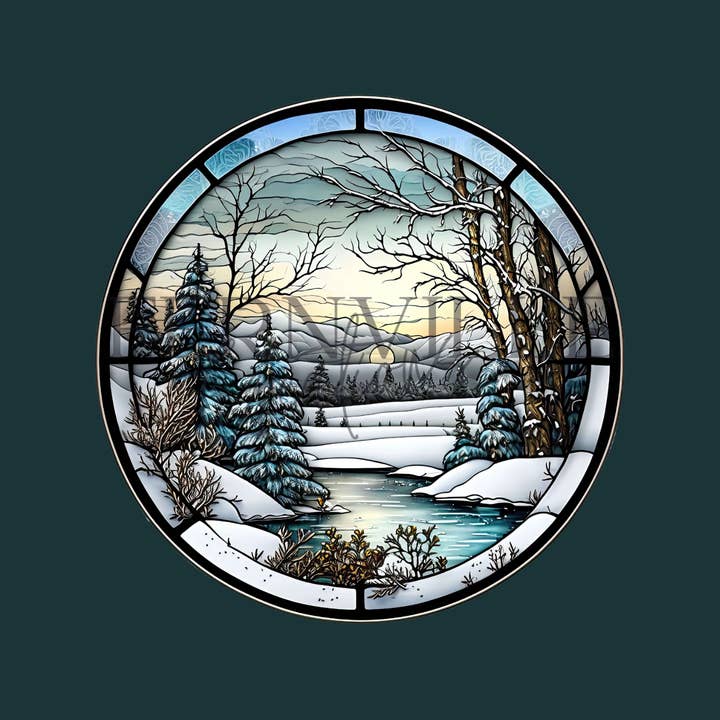 Fernville Creations - Wholesale Ornament - Winter Scene Ceramic Ornament with Stained Glass Image2