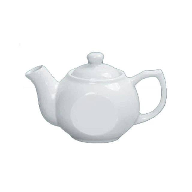 EcoQuality - Wholesale Tea pot - 6 1/2" x 3 1/2" x 2 3/4" Coffee / Teapot Raised Lid Porcelain 10 Oz White