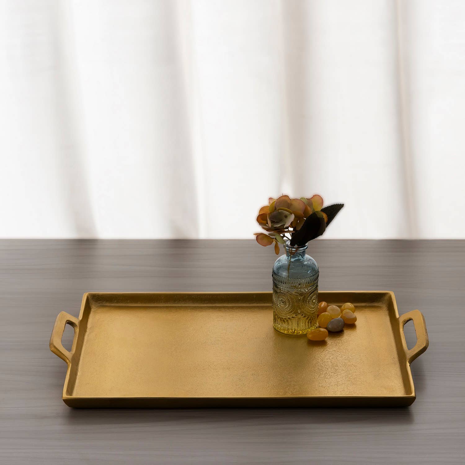 BIDKhome - Wholesale Serving Tray - Aluminum Tray w/Handles Antique Brass1