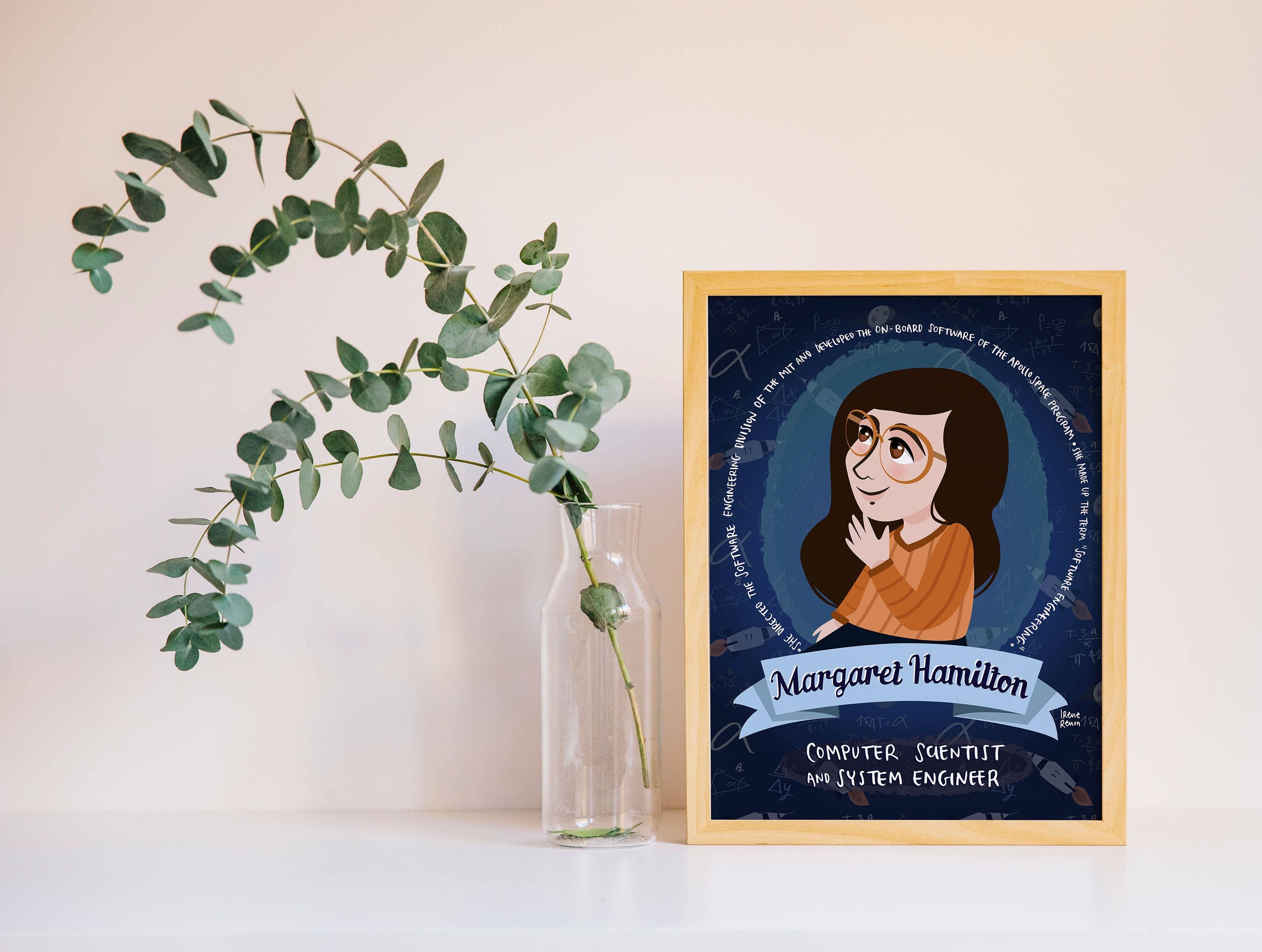 Irene Renon illustrations - Wholesale Poster - Margaret Hamilton, Classroom Decor, Computer Science Gift,3