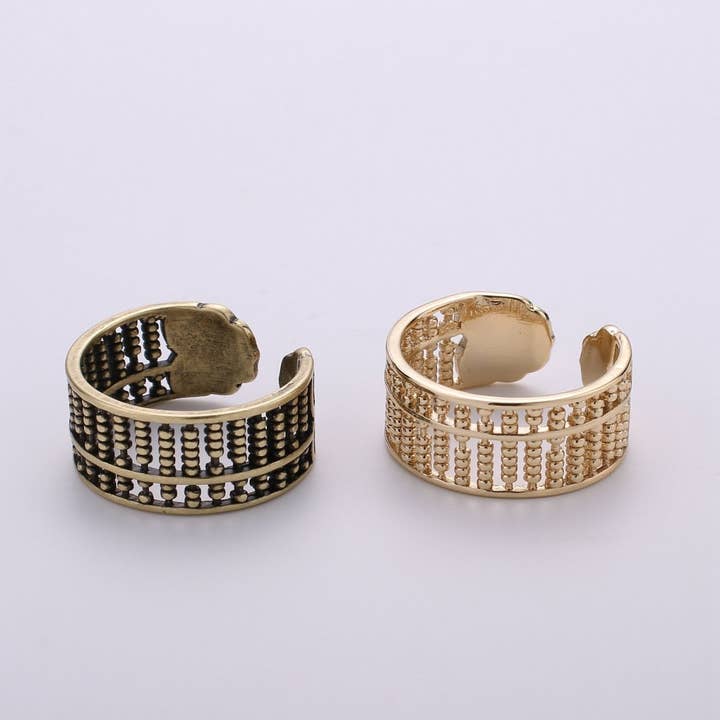 Gold Beaded Ring, Statement Ring, Chunky Dome Ring, Stackable Ring Thick Gold Ring Antique Gold Ring adjustable ring, R-013 R-014 for wholesale by Aim Eternal