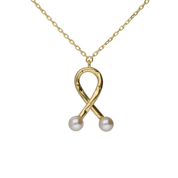 Collier court nœud Sera avec perle en Argent pour la vente par Victoria Cruz