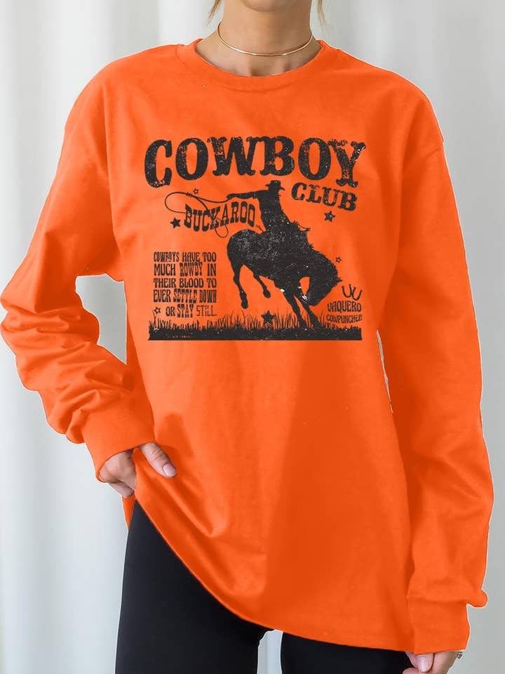 Grafik-Plus-Langarmshirt des Western Cowboy Clubs für den Großhandel von COLORBEAR