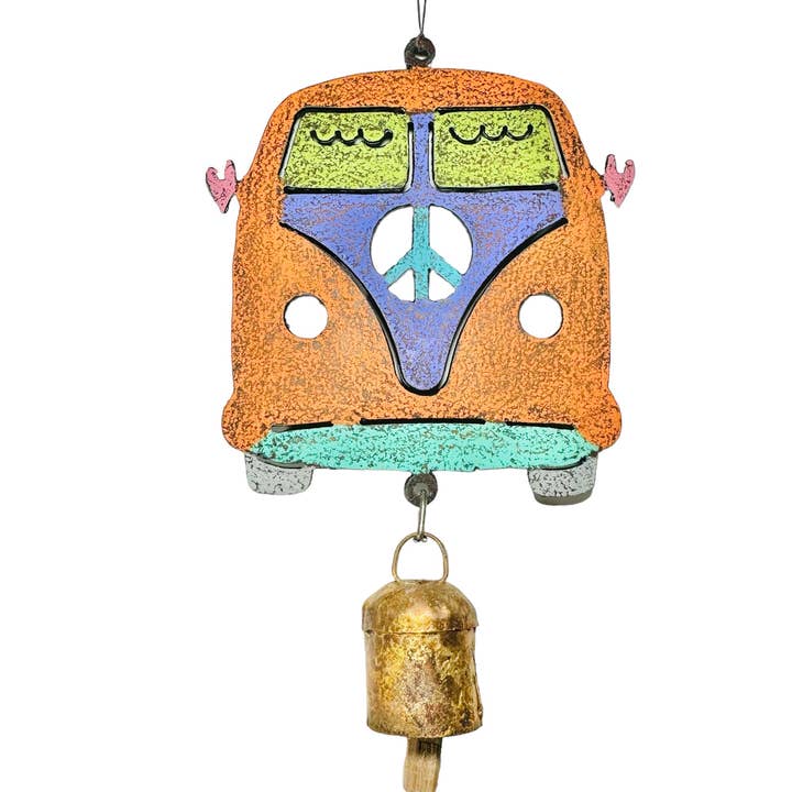 Whimsies - Wholesale Wind Chime - Cute VW BUS Wind Chime Peace Sign unique garden ornaments