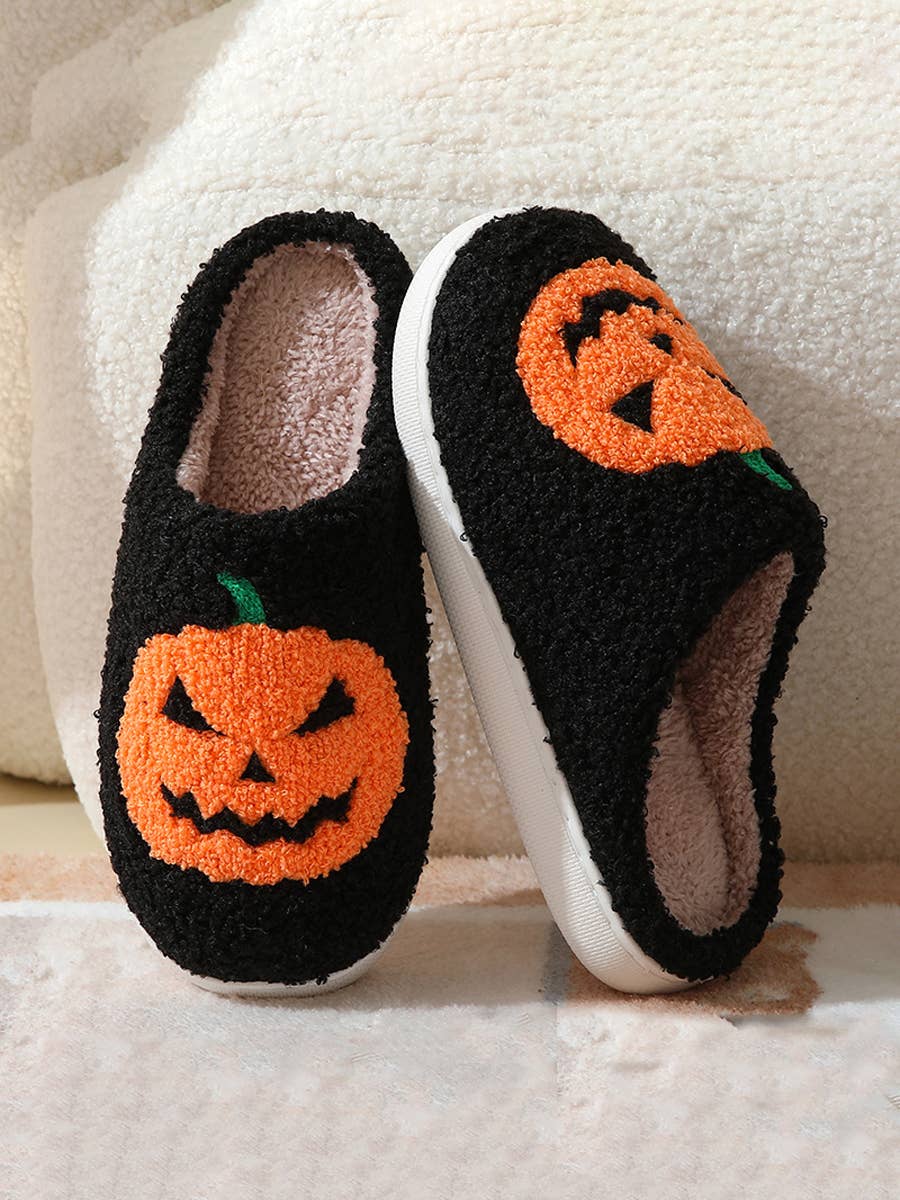 DOUBLJU - Wholesale Slippers - Women's - Halloween Pumpkin Cotton Slippers,Indoor Home Slippers
1