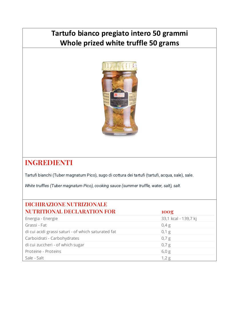 Metina SAS – wholesale Sauce – Whole prized white truffle 50 grams1