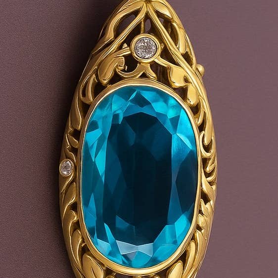3ct Aquamarine & Diamond Pendant In 14K Gold Vermeil for wholesale by Wilde Aesthetics