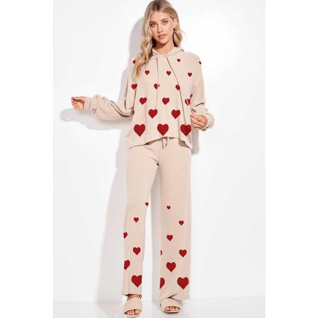 Phil Love - Wholesale Graphic Sweatshirt - Women's - Heart print soft rib Hoodie loungewear set26