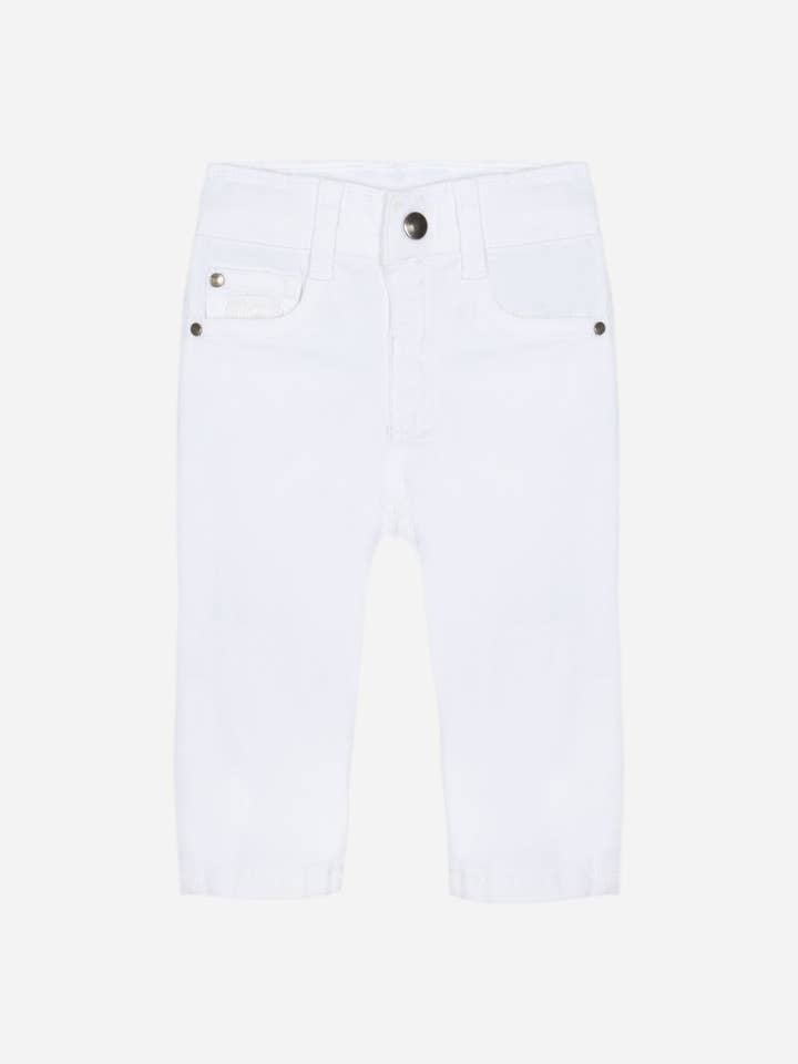 Calças brancas de sarja para rapaz por atacado de Patachou