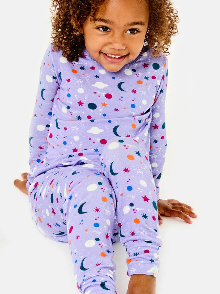 Long Sleeve Pajama Set - Luna Lavender for wholesale by Clover Baby & Kids