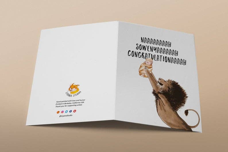 Liyana Studio - Venta al por mayor Tarjetas de bebé - Lion King Baby - Tarjeta divertida para bebé2