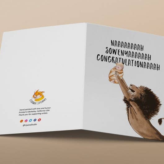 Liyana Studio - Venta al por mayor Tarjetas de bebé - Lion King Baby - Tarjeta divertida para bebé2