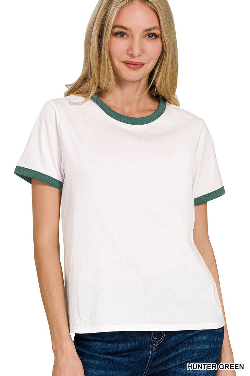 Vanilla Monkey - Wholesale Knit Top - Women's - Contrast Binding Short Sleeve Tee Shirts3