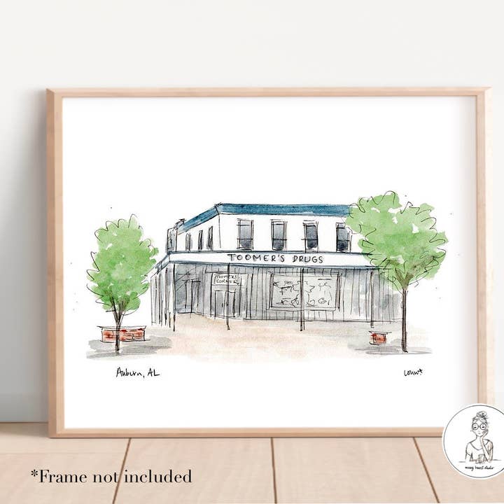 Auburn, Alabama - Toomers. Konsttryck för wholesale av Messy Heart Studio