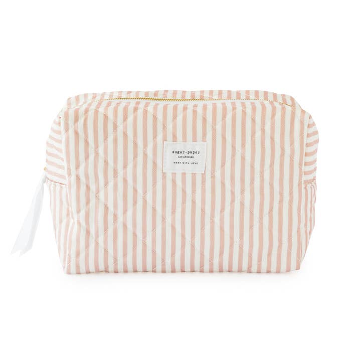 Large Cosmetic Pouch, Rose Stripe for wholesale by Sugar Paper