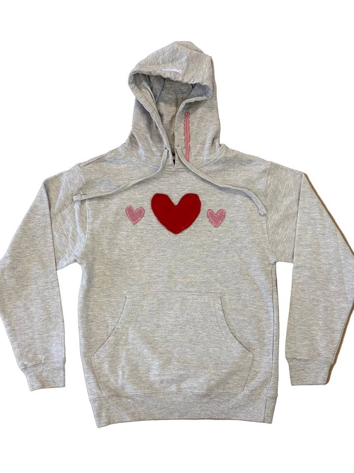 one-of-a-kind patchwork heart sweatshirt for wholesale by Em's Threads