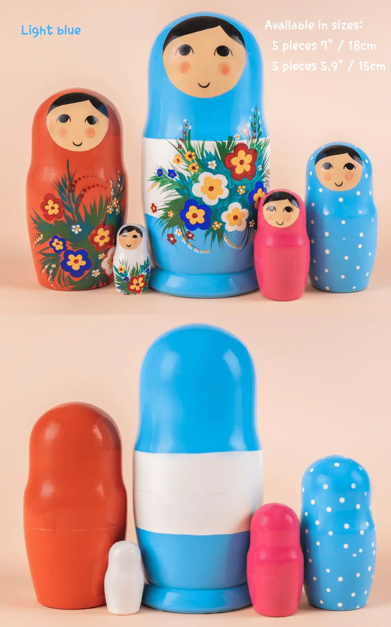 Firebird - Wholesale Pop - Kinderen - Wild Flowers Matroesjka poppen set van 3 of 5 stuks3