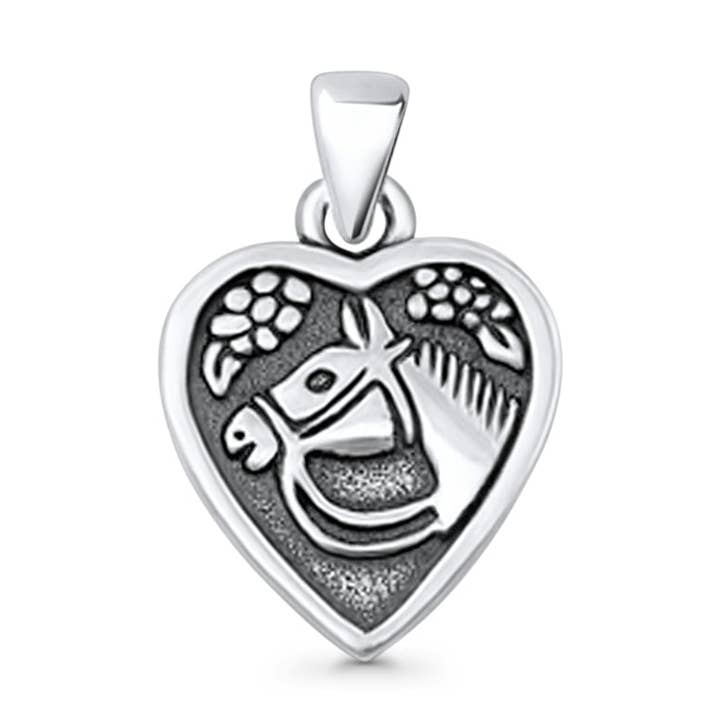 Horse Heart Pendant Oxidized for wholesale by Blue Apple Imports