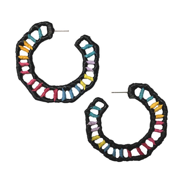 Raffia Hoop Earrings for wholesale by Allie Beads