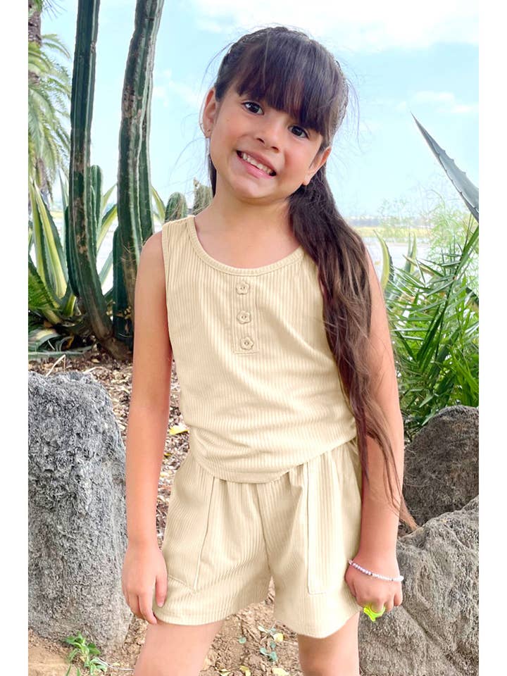 GKSS-Q24-3322B Girls 2 pc Ribbed Short Set for wholesale by Cutie Patootie Clothing