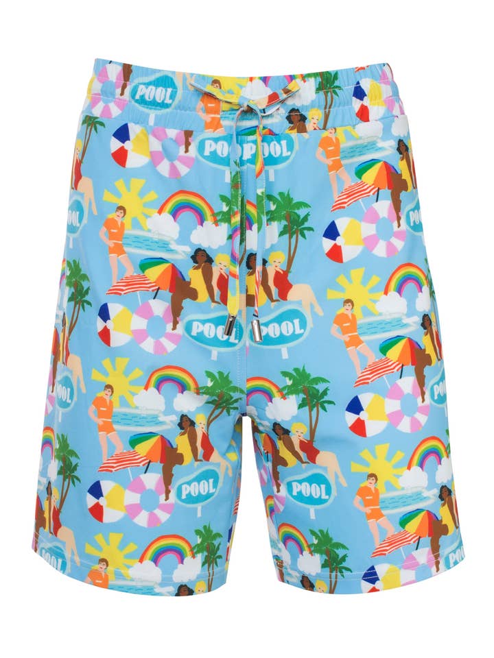 Poolside Printed Swim Shorts for wholesale by Hilary MacMillan
