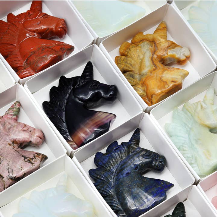 Crystal River Gems LLC - Wholesale Spiritual stone/crystal - SET OF 10 - Mixed Stone Unicorns / 2" Avg2