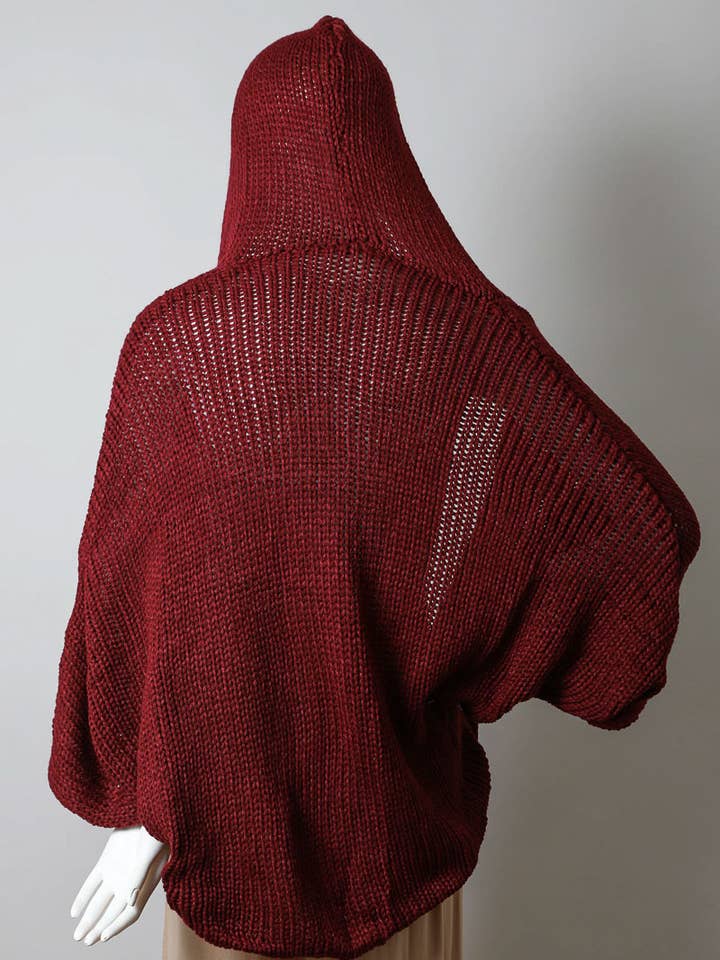 Leto Accessories - Wholesale Cardigan - Women's - Christmas Hooded Rib Knit Cardigan