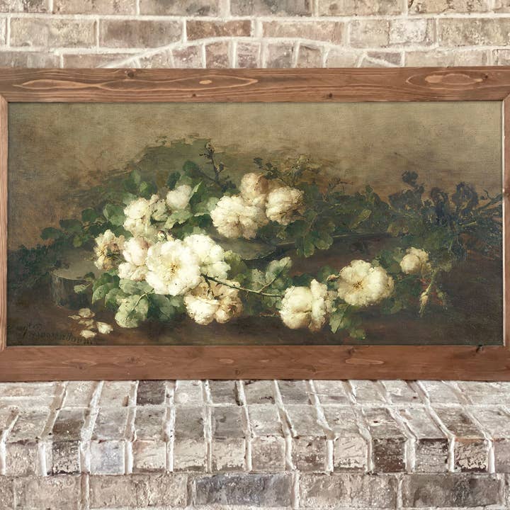 Romantic White Blooms - Framed Moody Floral Wall Art for wholesale by Swinford Designs
