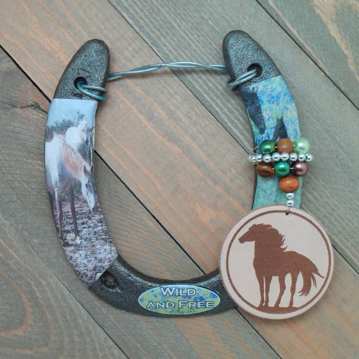 Big Lucky Western Horseshoe - Wild and Free Horse for wholesale by The Lucky Horse Company