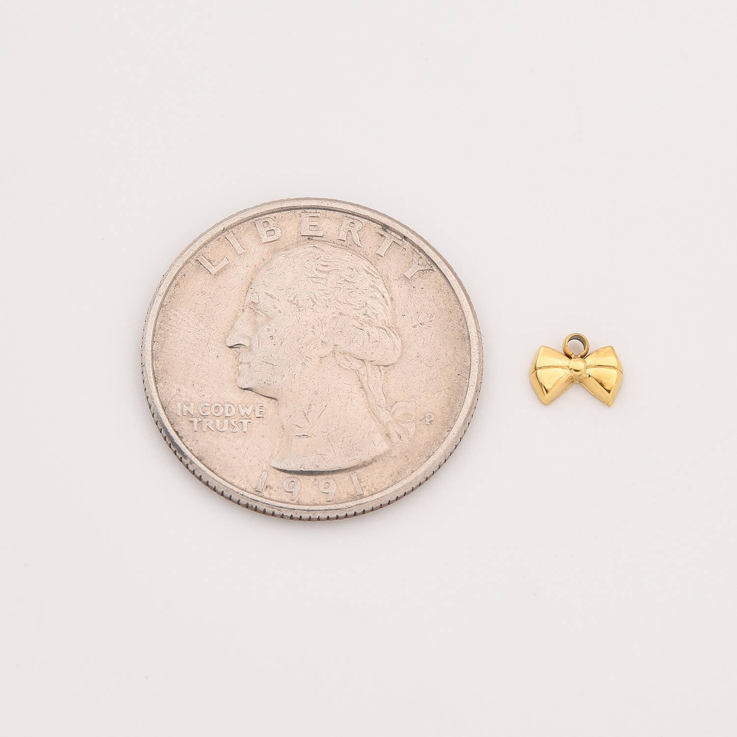 findings4uGem – wholesale Pendant/charm necklace – Gold Filled Stainless Steel Bow Ribbon Charm Pendant, SCP0202