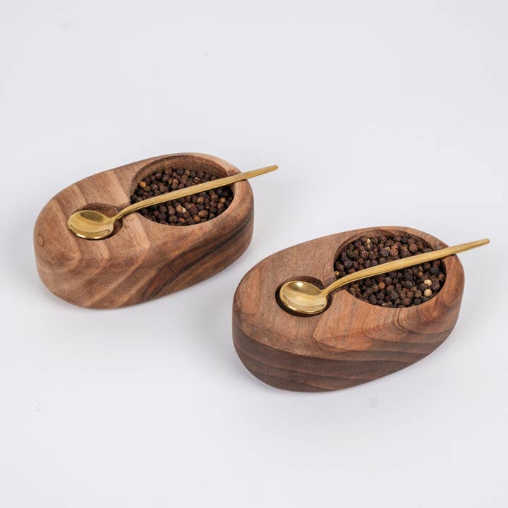 Ensemble de pots à épices, sucre et sel en noyer de la collection Carya (4 pièces) pour la vente par Zeep Naturals